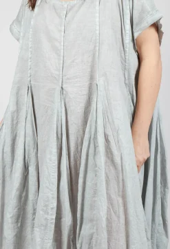 Short Sleeve Dress with Balloon Hem in Grey Cloud