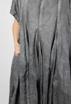 Short Sleeve Dress with Balloon Hem in Black Cloud