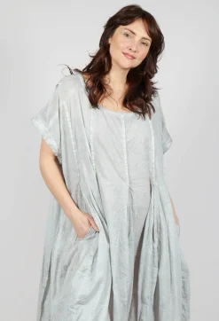 Short Sleeve Dress with Balloon Hem in Grey Cloud