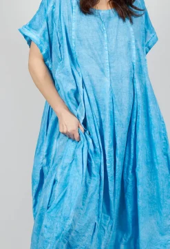 Short Sleeve Dress with Balloon Hem in Malibu Cloud
