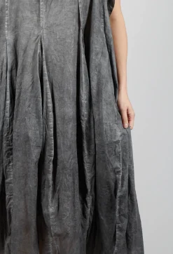 Short Sleeve Dress with Balloon Hem in Black Cloud