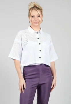 Short Sleeve Knitted Cardigan in White