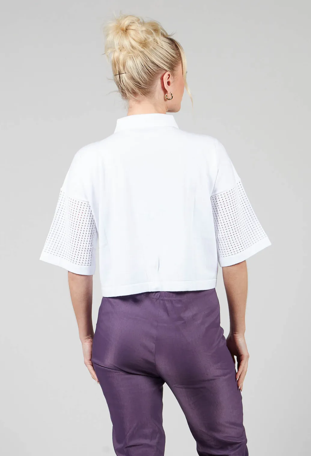 Short Sleeve Knitted Cardigan in White