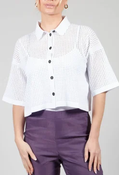 Short Sleeve Knitted Cardigan in White