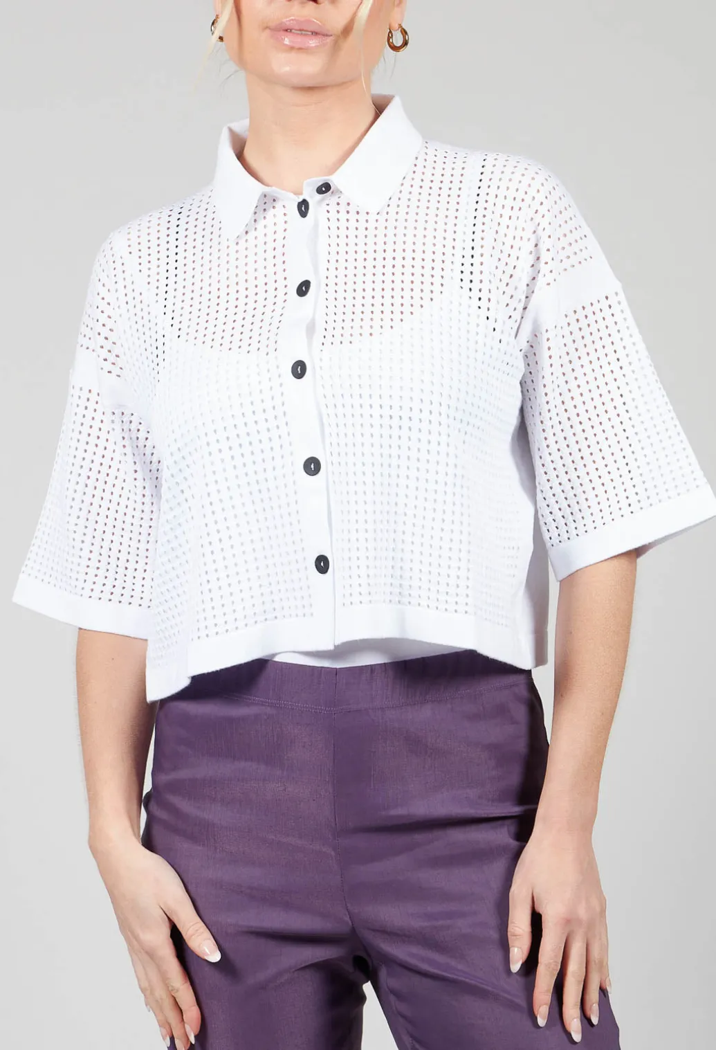 Short Sleeve Knitted Cardigan in White