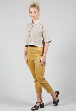 Short Sleeve Knitted Cardigan in Mastic