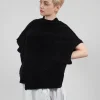 Short Sleeve Knitted Jumper in Black