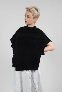 Short Sleeve Knitted Jumper in Black