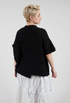 Short Sleeve Knitted Jumper in Black
