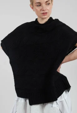 Short Sleeve Knitted Jumper in Black