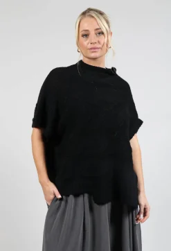 Short Sleeve Knitted Jumper in Black