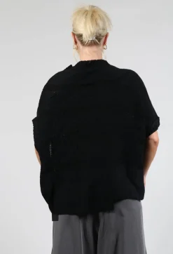 Short Sleeve Knitted Jumper in Black