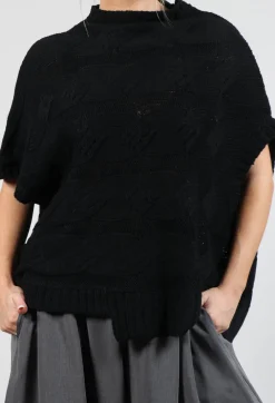 Short Sleeve Knitted Jumper in Black