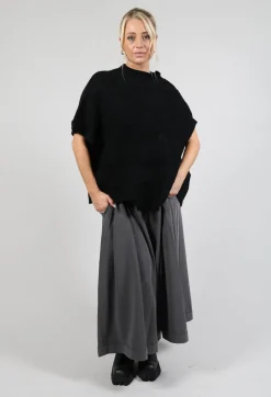 Short Sleeve Knitted Jumper in Black