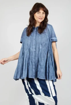 Short Sleeve Tulip Shirt in Navy Cloud