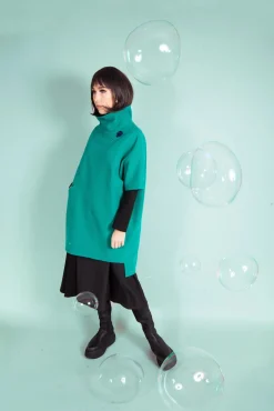 Short Sleeved Loba Tunic In Turquoise Green