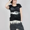 Shortsleeve Top in Black Print