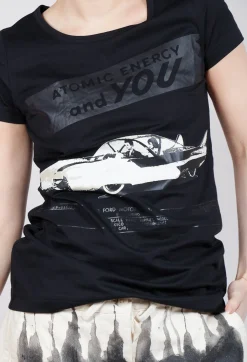 Shortsleeve Top in Black Print