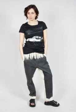 Shortsleeve Top in Black Print