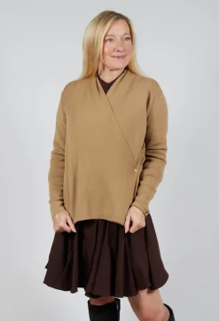 Side Fasten Cardigan in Camel