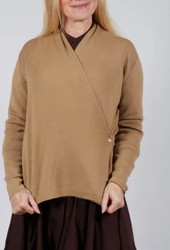 Side Fasten Cardigan in Camel