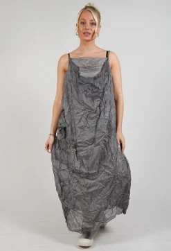 Silk Asymmetrical Hem Dress in Pencil Cloud