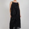 Silk Asymmetrical Hem Dress in Black