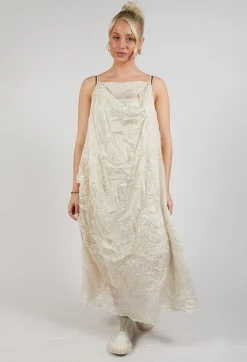 Silk Asymmetrical Hem Dress in Eraser