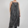 Silk Asymmetrical Hem Dress in Coal Cloud