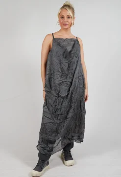 Silk Asymmetrical Hem Dress in Coal Cloud