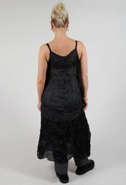 Silk Asymmetrical Hem Dress in Black