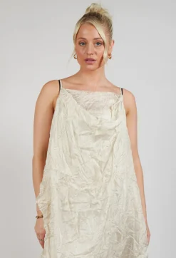 Silk Asymmetrical Hem Dress in Eraser