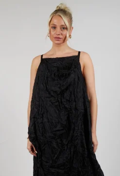 Silk Asymmetrical Hem Dress in Black