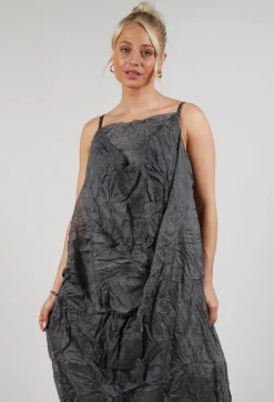 Silk Asymmetrical Hem Dress in Coal Cloud