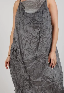 Silk Asymmetrical Hem Dress in Pencil Cloud