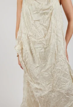 Silk Asymmetrical Hem Dress in Eraser