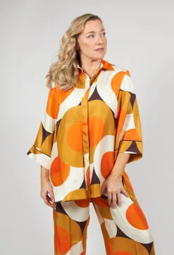 Silk Blouse in Circle Print