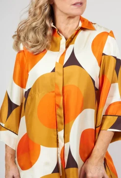 Silk Blouse in Circle Print