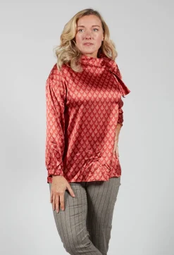 Silk Bow Shirt in Vulcano
