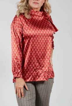 Silk Bow Shirt in Vulcano