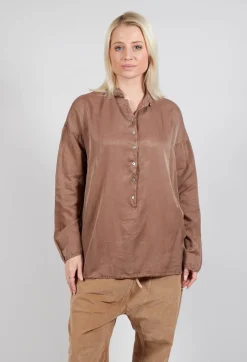 Silk Collar Shirt in Nut