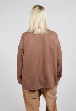 Silk Collar Shirt in Nut