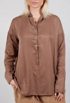 Silk Collar Shirt in Nut