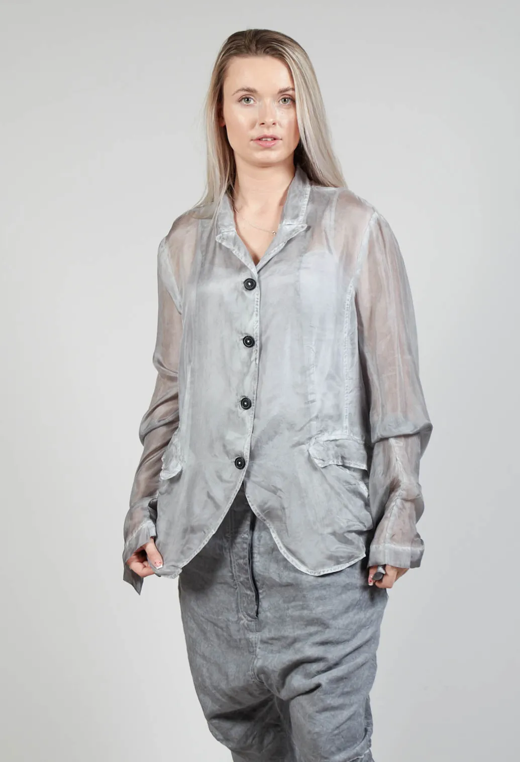 Silk Crease Jacket in C.Coal 70% Cloud