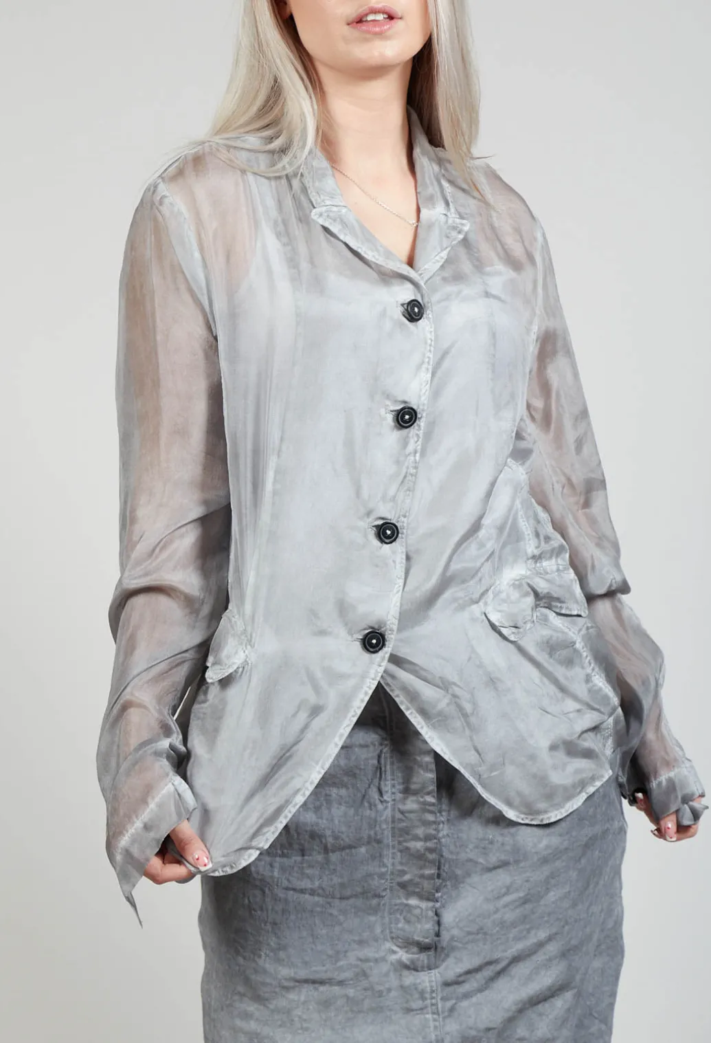 Silk Crease Jacket in C.Coal 70% Cloud