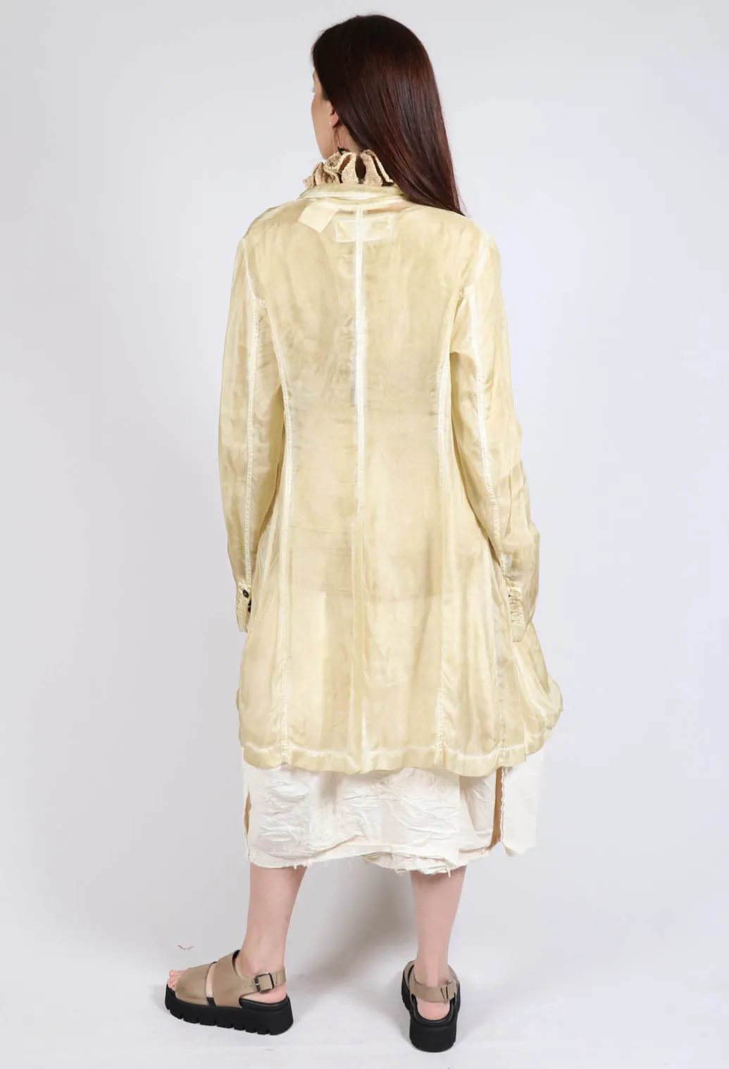 Silk Crease Overcoat in Wax Cloud