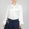 Silk Cropped Shirt in Original White