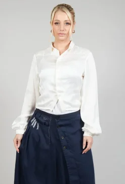 Silk Cropped Shirt in Original White