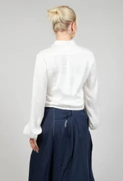 Silk Cropped Shirt in Original White