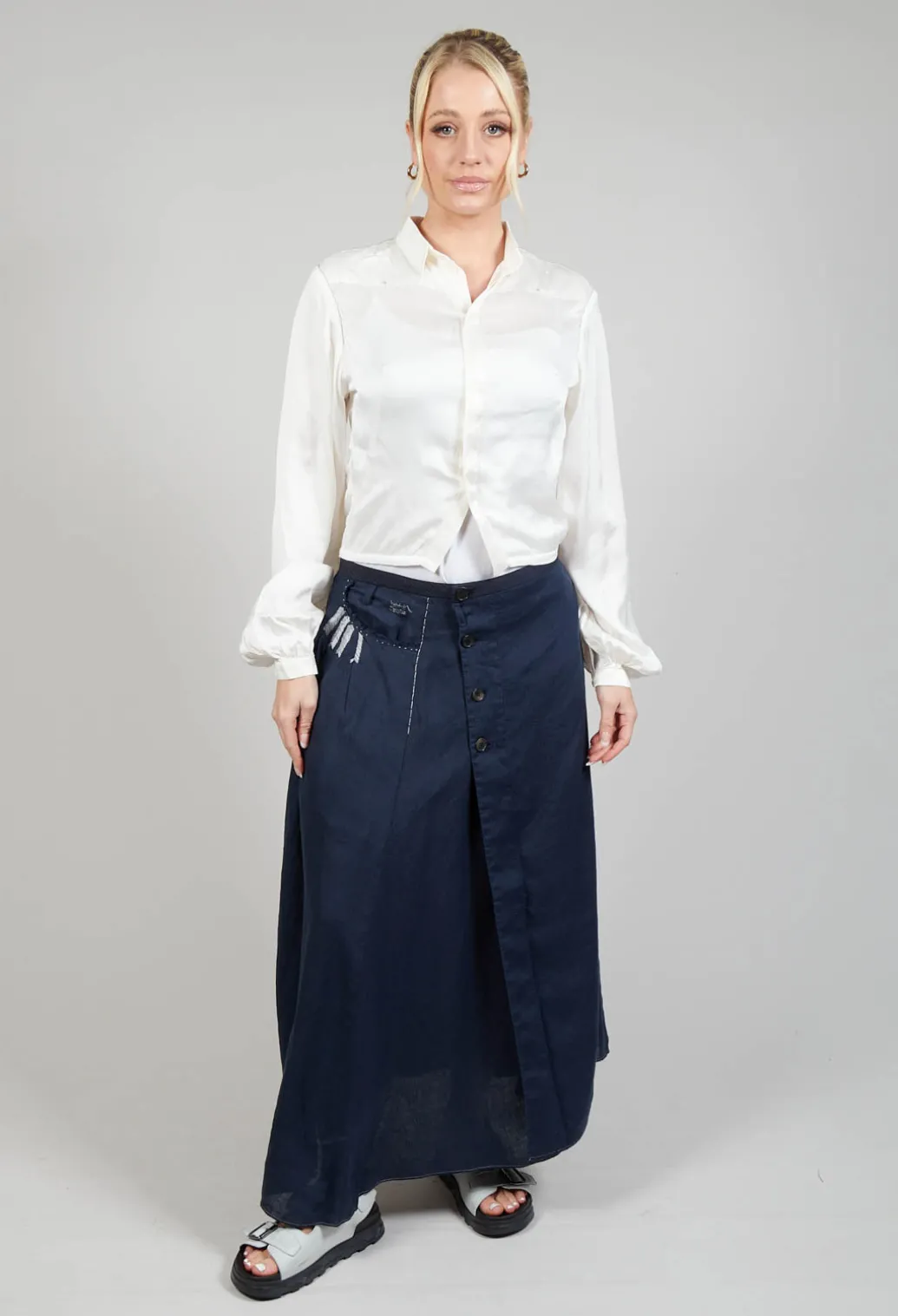 Silk Cropped Shirt in Original White